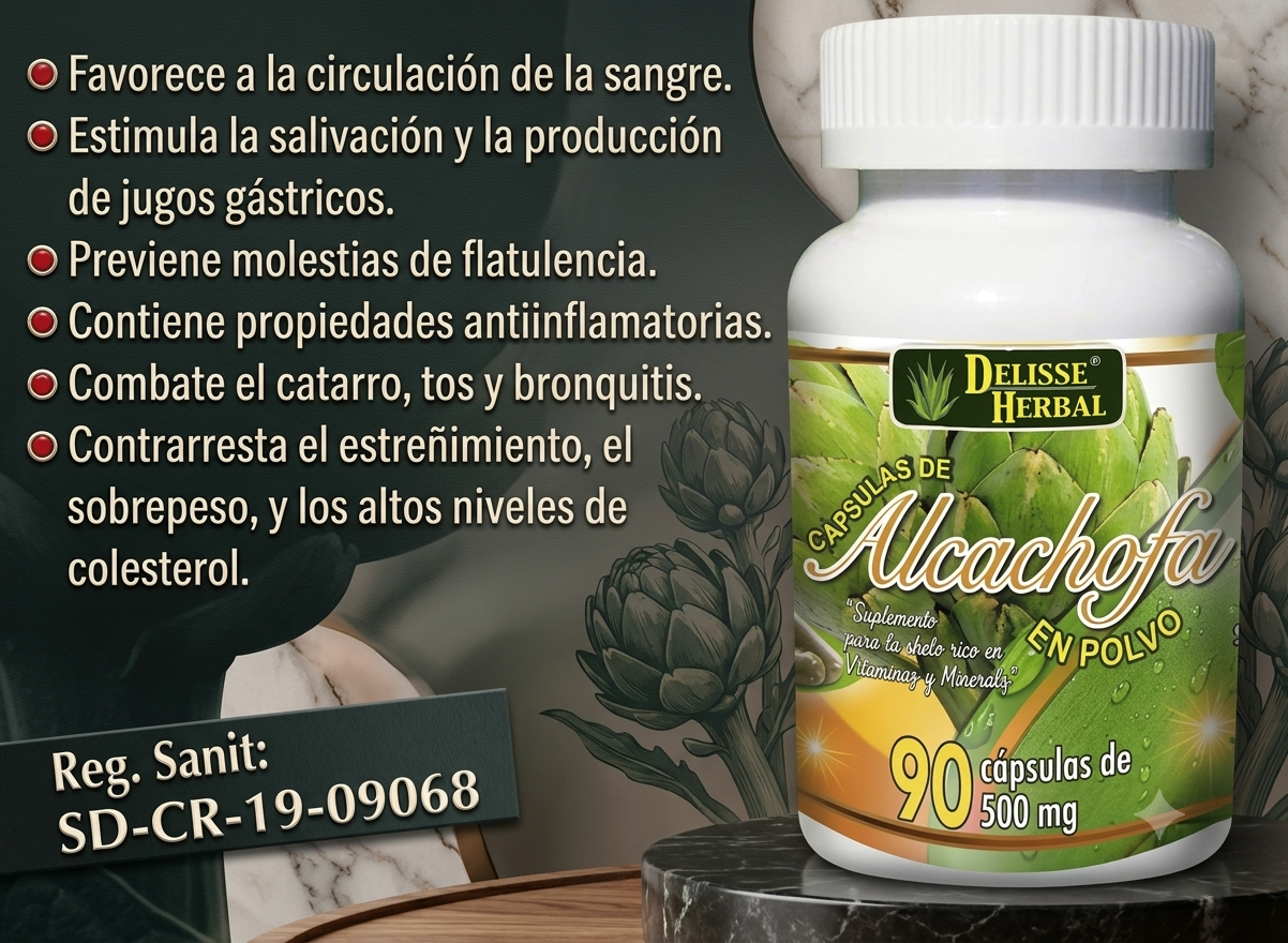 ALCACHOFA. 100 Cápsulas (Contrarresta los Altos Niveles de Colesterol)