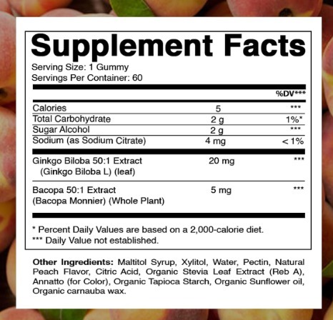 GOMITAS 60. GINKGO BILOBA + BACOPA 1000 mg (sistema cerebral) - Imagen 2