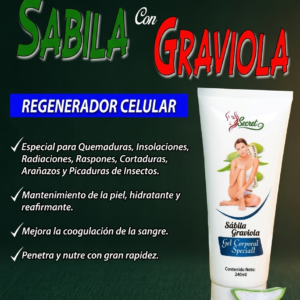 Gel Sábila con Graviola 240 Mililitros. - (Sana heridas Cura Quemaduras Causadas por el Sol) (sistema dermatológico)