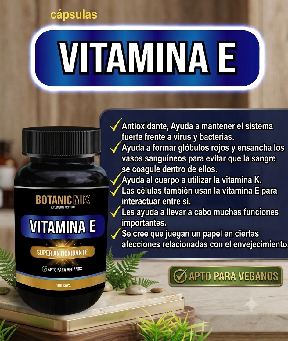 VITAMINA E. 100 CÁPSULAS (APTA PARA VEGANOS)